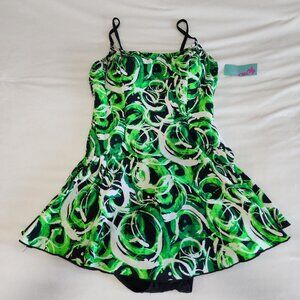 Dippin' Daisy's Green Swirl Swim Dress | NWT Size 16